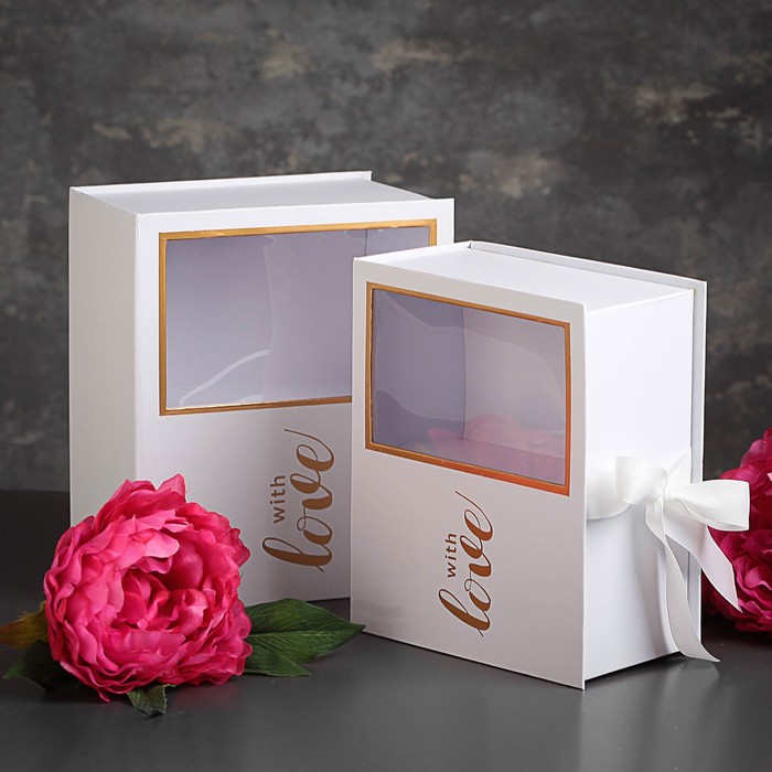 Набор коробок 2в1 с окном, 24 х 20 х 11 - 22 х 18,5 х 10,5 см