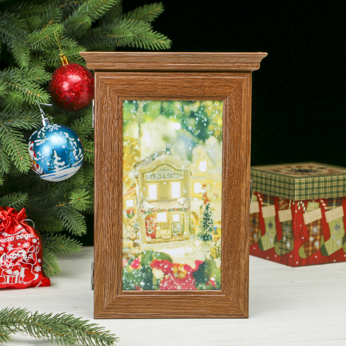 Ключница "Новогодний домик" Шоколад 28,5х20х6 см