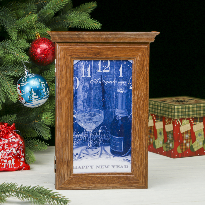 Ключница "Шампанское и часы" Шоколад 28,5х20х6 см