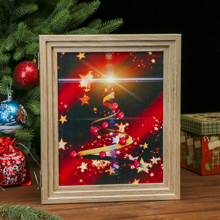 Ключница Пирамида "Праздничная елка" Янтарь 30х25х5 см