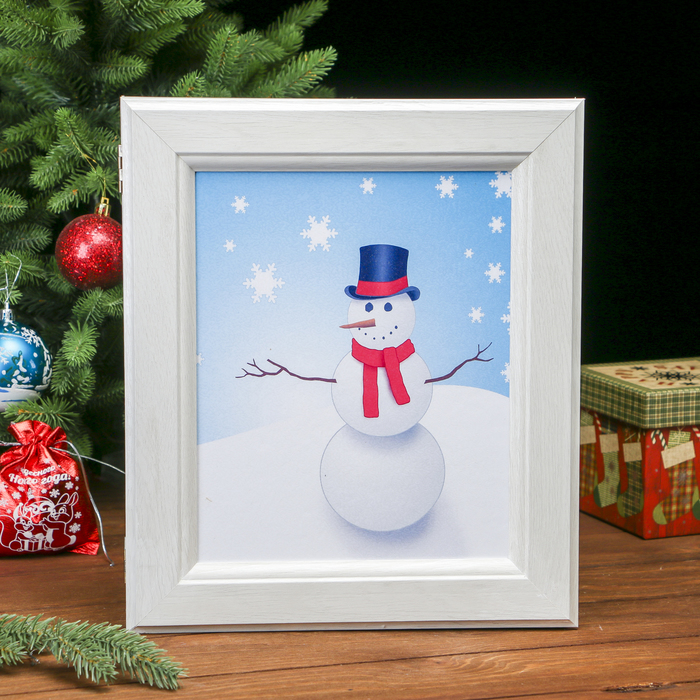 Ключница Картина "Снеговичок" Жемчуг 34,5х29,5х5 см