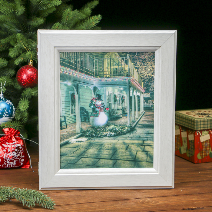 Ключница Картина "Новогоднее кафе" Жемчуг 34,5х29,5х5 см