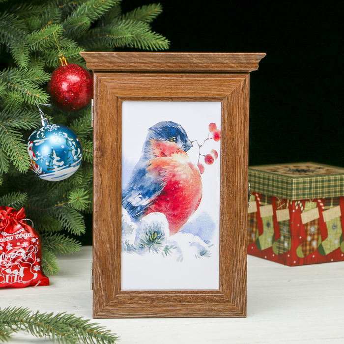 Ключница "Снегирь на ветке" Шоколад 28,5х20х6 см