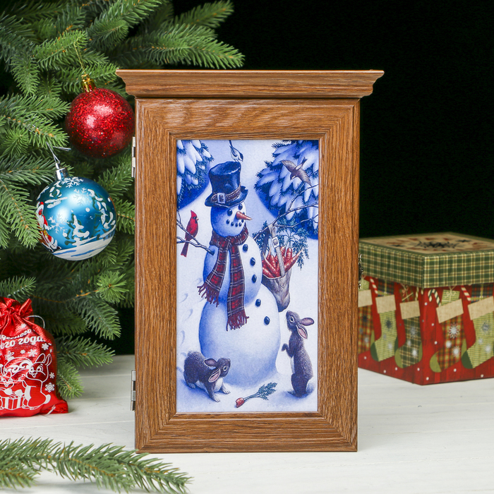 Ключница "Веселый снеговик" Шоколад 28,5х20х6 см