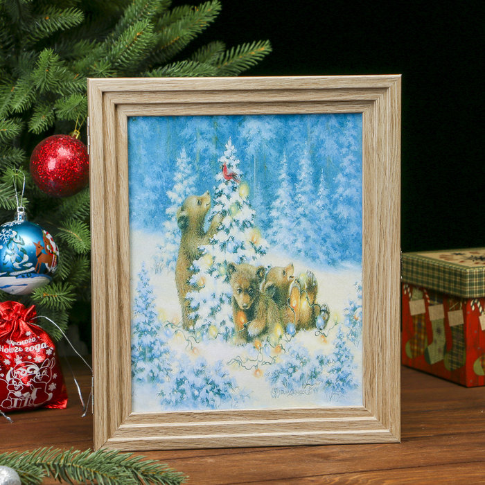 Ключница Пирамида "Мишки в лесу" Янтарь 30х25х5 см