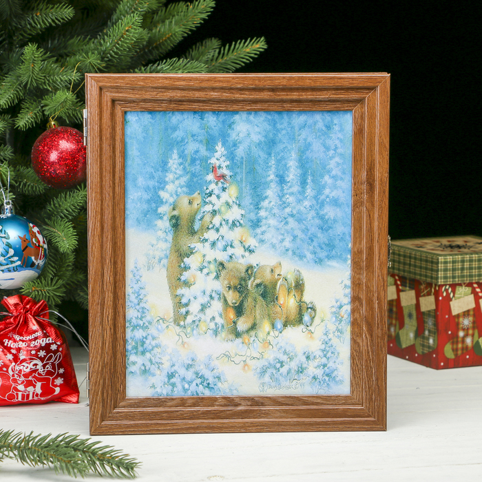 Ключница Пирамида "Мишки в лесу" Шоколад 30х25х5 см