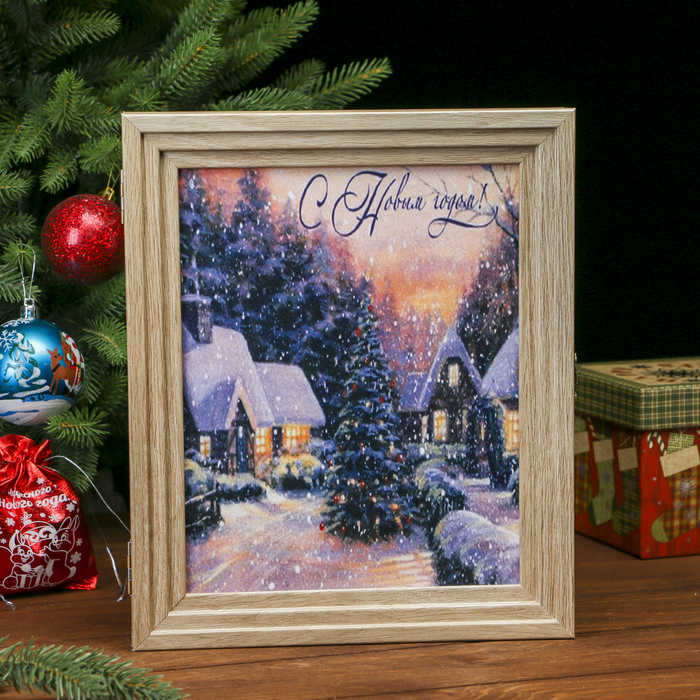 Ключница Пирамида "Новогодняя елочка зимой" Янтарь 30х25х5 см