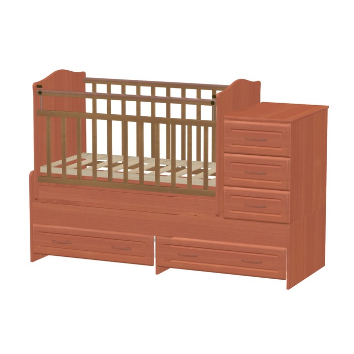 Детская кроватка-трансформер "Раиса" маятник поперечный, ольха