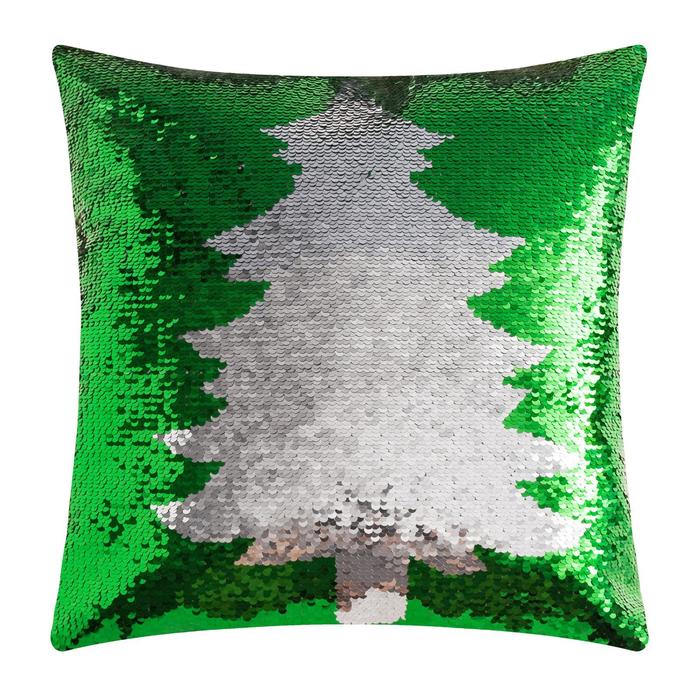 Наволочка декоративная Хамелеон 40*40 см Ёлочка (вид 2), пайетки, 100% п/э