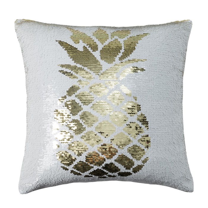 Наволочка декоративная Хамелеон 40*40 см Ананас, пайетки, 100% п/э