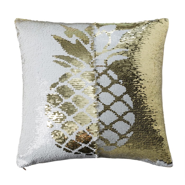 Наволочка декоративная Хамелеон 40*40 см Ананас, пайетки, 100% п/э