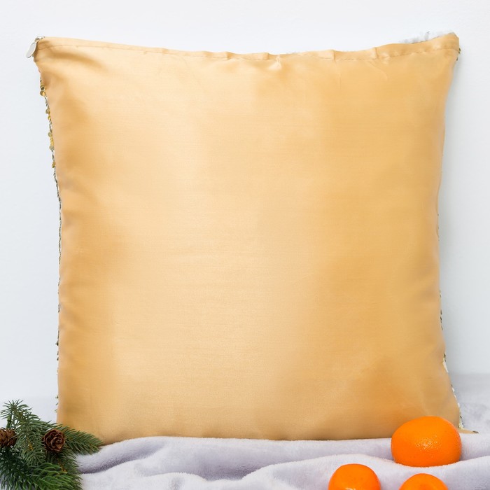 Наволочка декоративная Хамелеон 40*40 см Снежинка, пайетки, 100% п/э