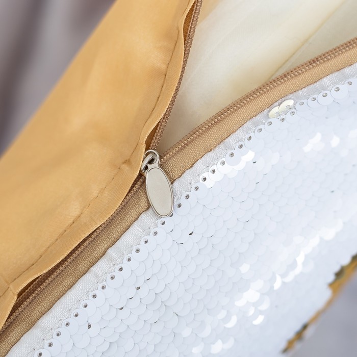 Наволочка декоративная Хамелеон 40*40 см Снежинка, пайетки, 100% п/э