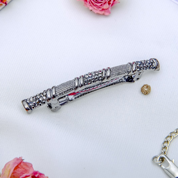 Автомат для волос "Луиза" 6,5 см, тёмные стразы