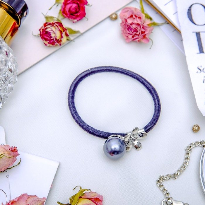 Резинка для волос "Либерти" (цена за штуку) 2,8 см, цветочек и жемчужина