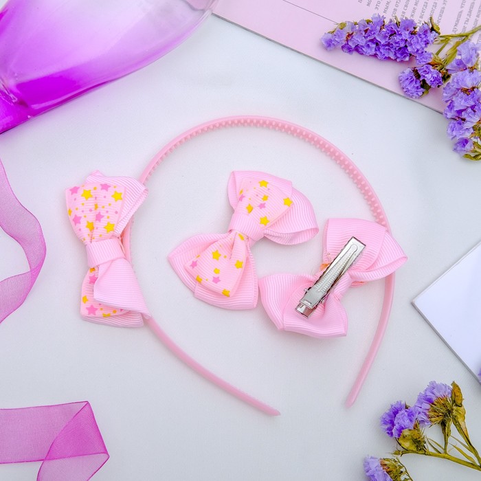 Набор для волос "Милашка" 1 ободок, 2 зажима звездочки