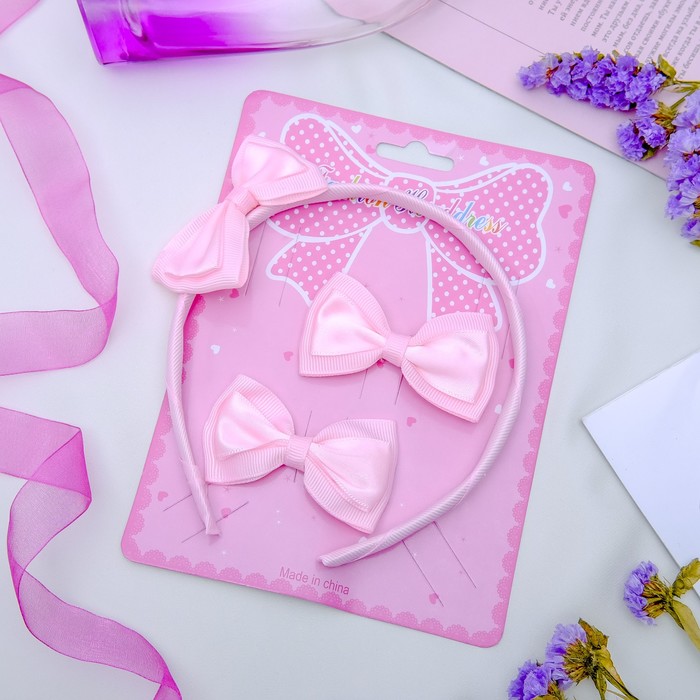 Набор для волос "Милашка" 1 ободок, 2 зажима атласный