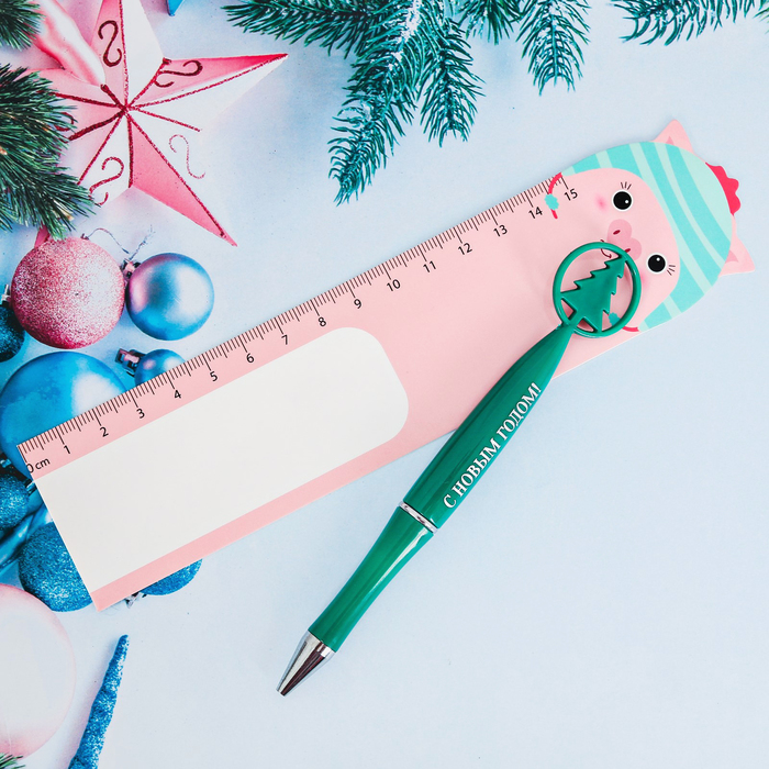 Ручка с линейкой "С Новым Годом"
