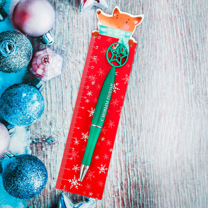 Ручка с линейкой "Лисичка-сестричка"