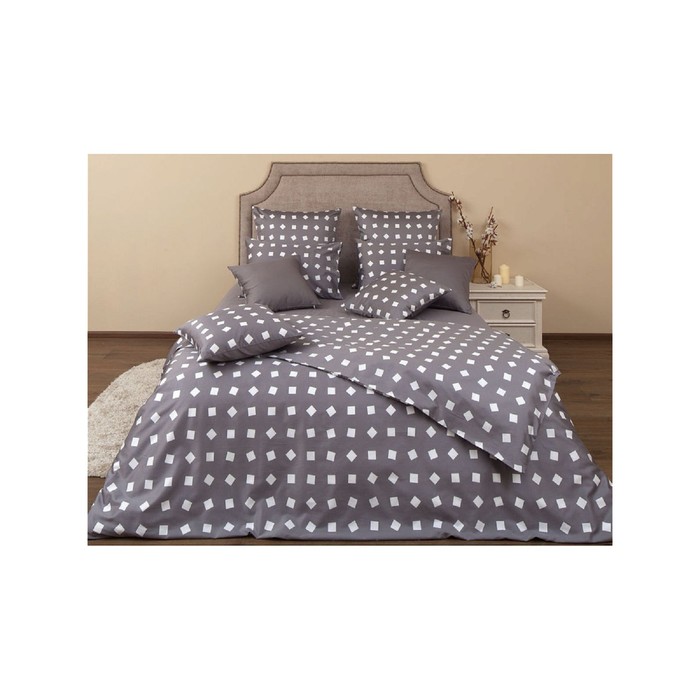 КПБ "Тет-а-тет графит/5" 1,5 сп 156х220 см, 140х205 см, 70х70 см-2 шт., сатин 130 г/м2