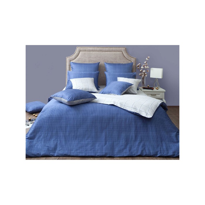 КПБ "Генри сапфир" дуэт, 220х240 см, 140х205 см-2 шт., 50х70 см, 70х70 см по 2 шт., сатин 130 г/м2