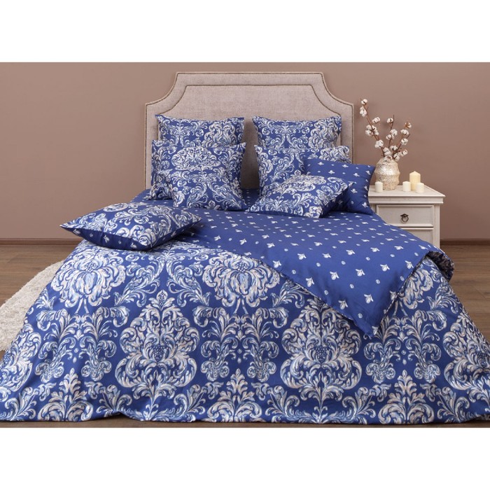КПБ "Дамаск индиго" евро, 220х240 см, 200х220 см, 50х70 см, 70х70 см по 2 шт., сатин 130 г/м2   3852