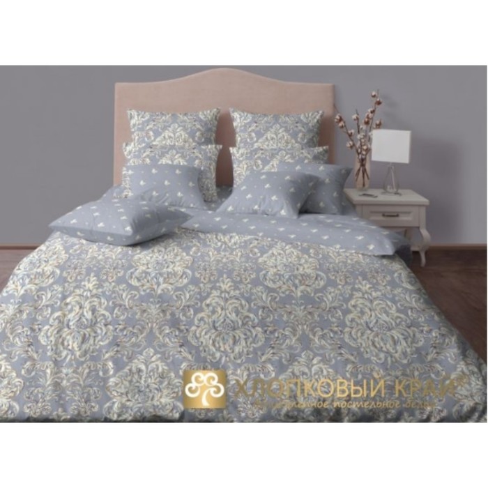 КПБ "Дамаск платина" евро, 220х240 см, 200х220 см, 50х70см, 70х70см по 2 шт, сатин 130 г/м2