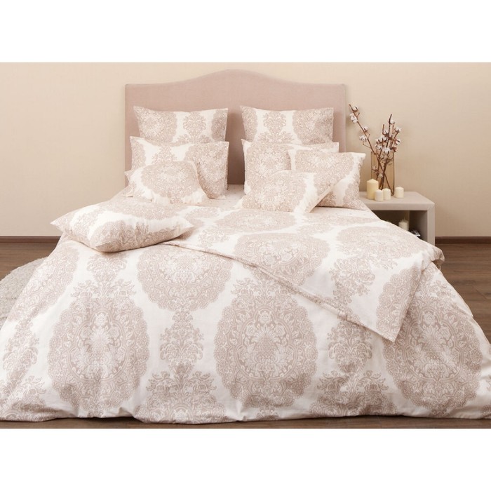 КПБ "Сицилия песок" 1,5 сп, 156х220 см, 140х205 см, 70х70 см-2 шт., бязь 142 г/м2