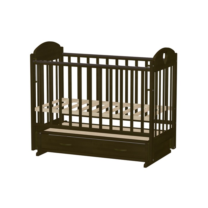 Кровать детская "Иришка 3" с сердцем, тёмный орех