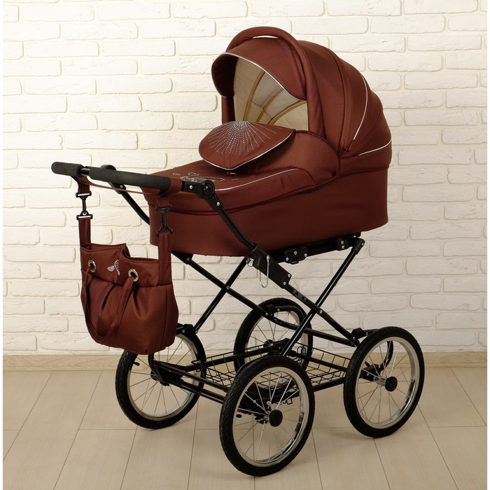 Коляска детская Кл-1 "Нежность" комбинированная 2 в 1 (103, коричневый, КЛ-1 СТЛ, R14 спицы)   38525