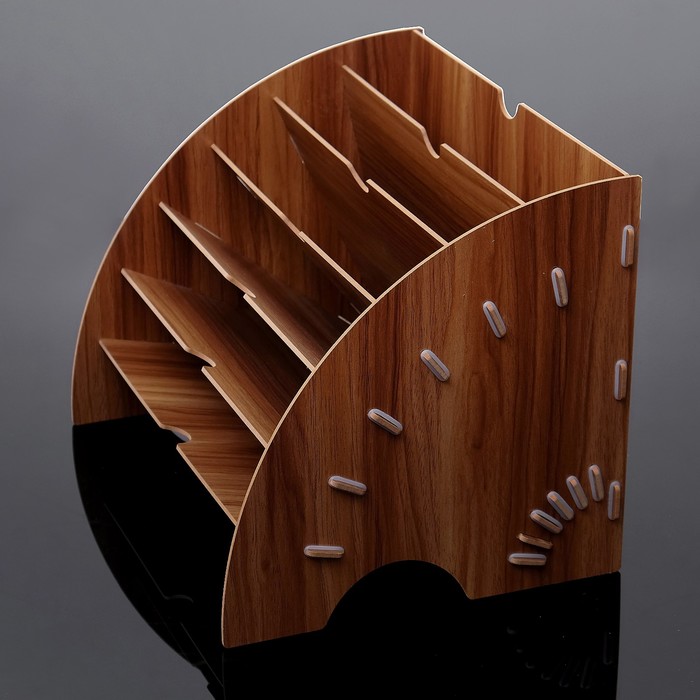 Органайзер для канцелярии, сборный, 6 отделений для бумаг, под дерево, 26х34х27 см