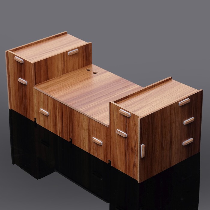 Органайзер для канцелярии, сборный, 5 выдвижных ящиков, под дерево, 48х19х16 см