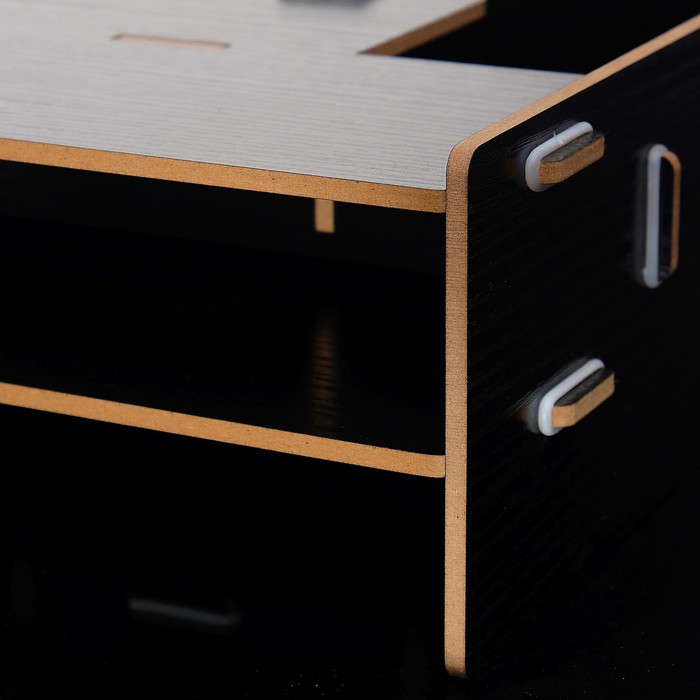 Органайзер для канцелярии, сборный, 2 внутренних отделения, чёрный, 49х20х12 см