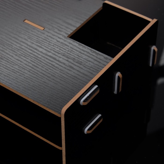 Органайзер для канцелярии, сборный, 2 внутренних отделения, чёрный, 49х20х12 см