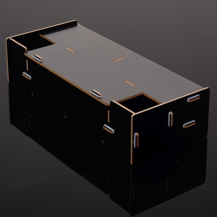 Органайзер для канцелярии, сборный, 2 внутренних отделения, чёрный, 49х20х12 см