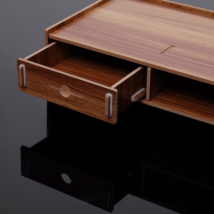 Органайзер для канцелярии, сборный, выдвижной ящик, 3 отделения, под дерево, 66х20х14 см