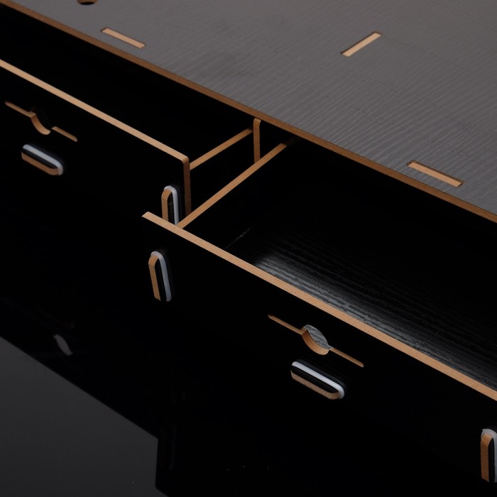 Органайзер для канцелярии, сборный, 2 выдвижных ящика, чёрный, 49х20х13 см