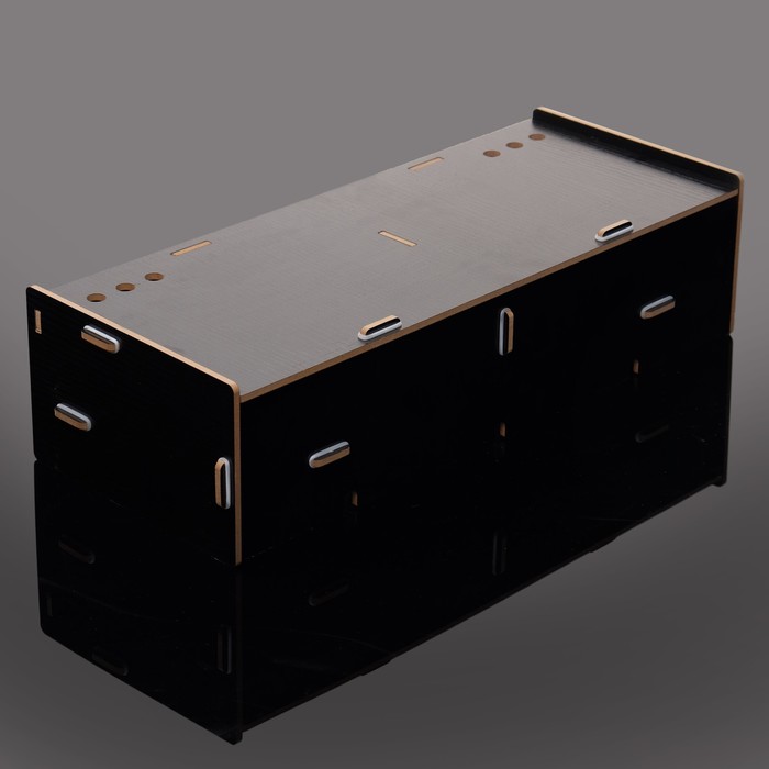 Органайзер для канцелярии, сборный, 2 выдвижных ящика, чёрный, 49х20х13 см