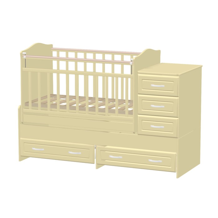 Детская кроватка-трансформер "Раиса" маятник поперечный, слоновая кость