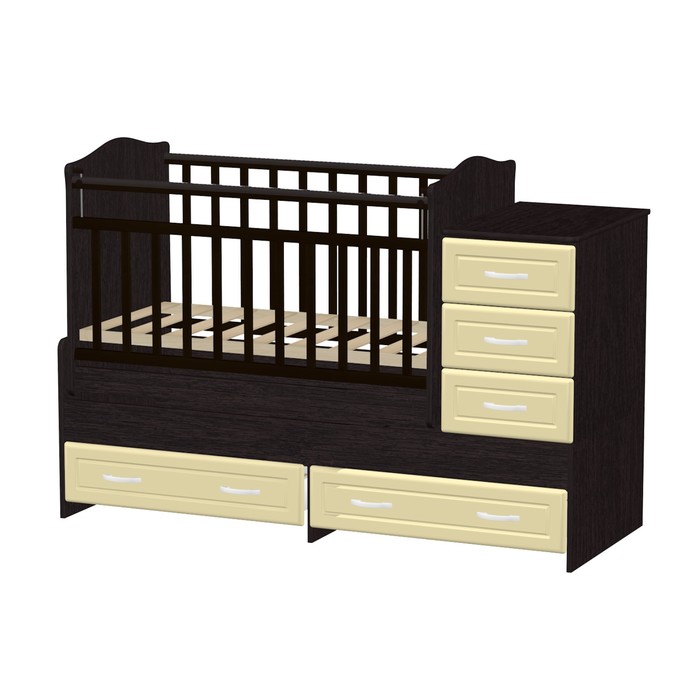 Детская кроватка-трансформер "Раиса" маятник поперечный, венге/слоновая кость