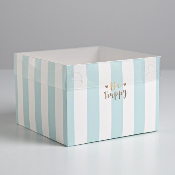 Коробка для цветов с PVC крышкой Be happy 17 х 12 х 17 см