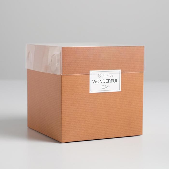 Коробка для цветов с PVC крышкой Wonderful day, 12 х 12 х 12 см