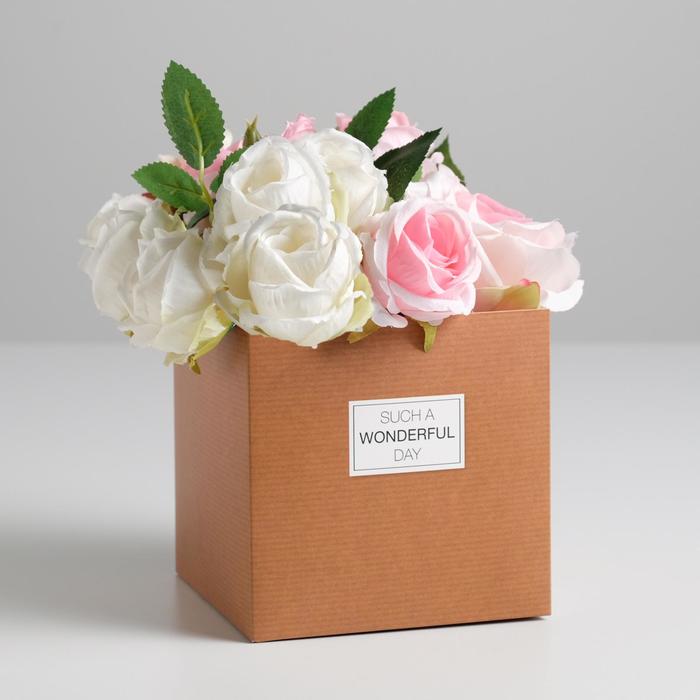 

Коробка для цветов с PVC-крышкой Wonderful day, 12 × 12 × 12 см