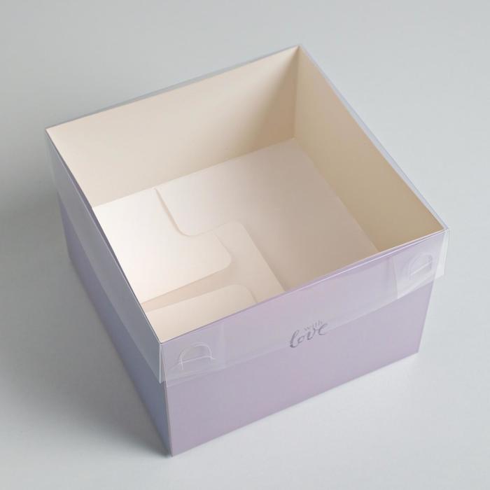 Коробка для цветов с PVC крышкой With love, 17 х 12 х 17 см
