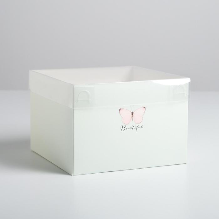 Коробка для цветов с PVC крышкой Beautiful, 17 х 12 х 17 см