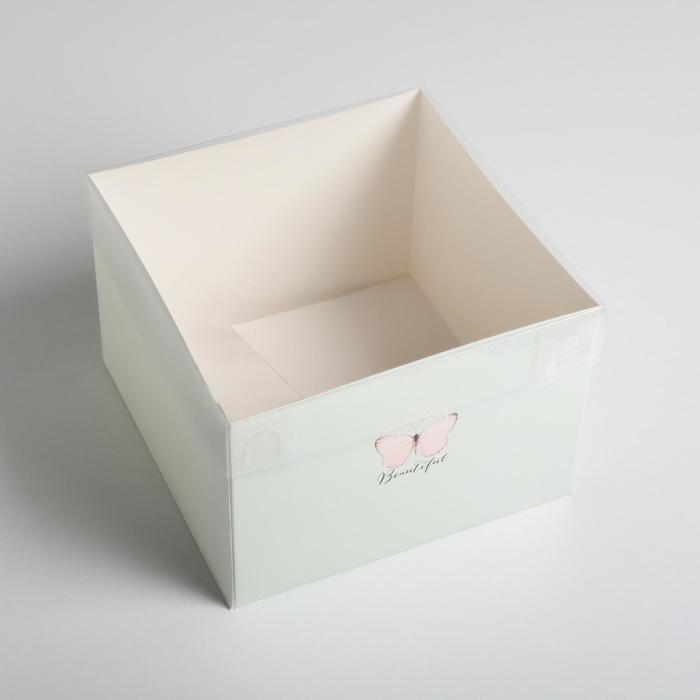 Коробка для цветов с PVC крышкой Beautiful, 17 х 12 х 17 см