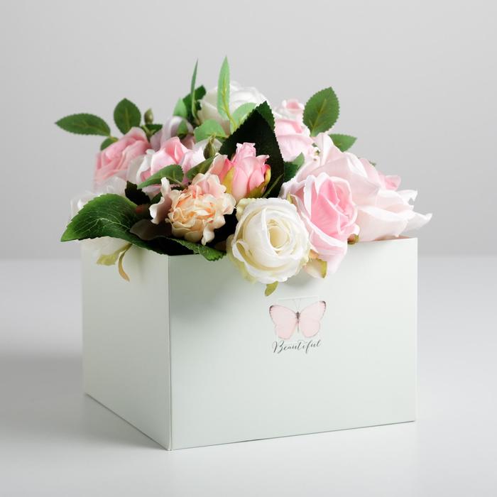 Коробка для цветов с PVC крышкой Beautiful, 17 х 12 х 17 см