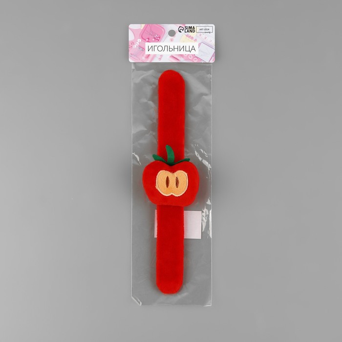 Игольница на браслете «Яблоко», 23 × 6,5 см, цвет красный