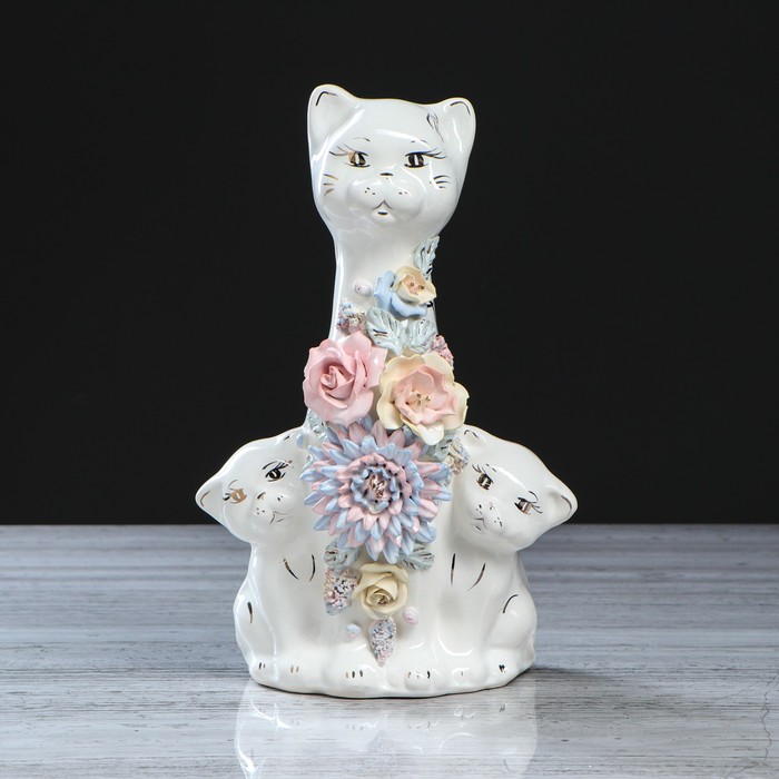 Копилка "Кошка с котятами" лепка, большая