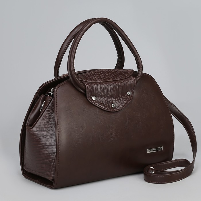 Сумка женская, отдел на молнии, наружный карман, длинный ремень, цвет тёмно-коричневый